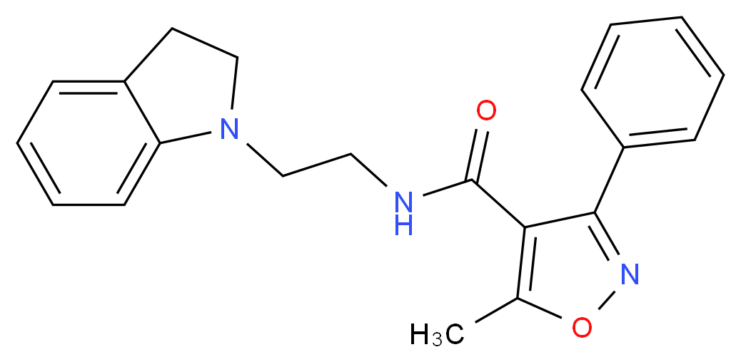 N-[2-(2,3-dihydro-1H-indol-1-yl)ethyl]-5-methyl-3-phenylisoxazole-4-carboxamide_分子结构_CAS_)