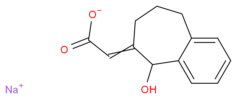 sodium 2-{5-hydroxy-6,7,8,9-tetrahydro-5H-benzo[7]annulen-6-ylidene}acetate_分子结构_CAS_131733-92-1