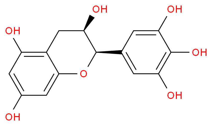 (2R,3R)-2-(3,4,5-trihydroxyphenyl)-3,4-dihydro-2H-1-benzopyran-3,5,7-triol_分子结构_CAS_970-74-1