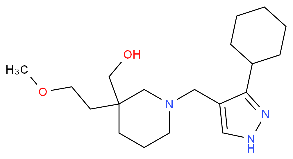 [1-[(3-cyclohexyl-1H-pyrazol-4-yl)methyl]-3-(2-methoxyethyl)-3-piperidinyl]methanol_分子结构_CAS_)