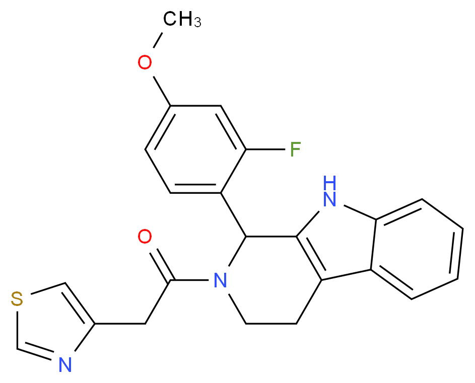 1-(2-fluoro-4-methoxyphenyl)-2-(1,3-thiazol-4-ylacetyl)-2,3,4,9-tetrahydro-1H-beta-carboline_分子结构_CAS_)