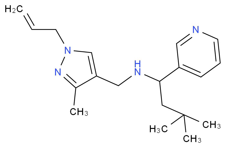 N-[(1-allyl-3-methyl-1H-pyrazol-4-yl)methyl]-3,3-dimethyl-1-pyridin-3-ylbutan-1-amine_分子结构_CAS_)