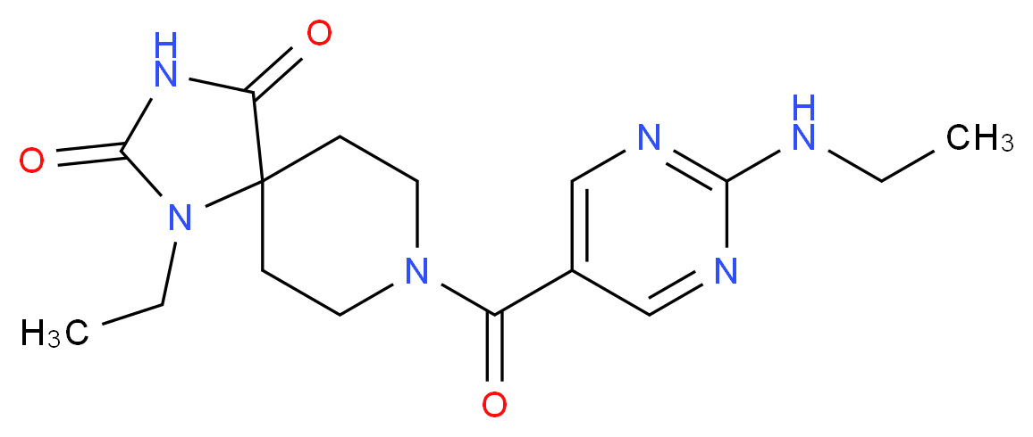 1-ethyl-8-{[2-(ethylamino)-5-pyrimidinyl]carbonyl}-1,3,8-triazaspiro[4.5]decane-2,4-dione_分子结构_CAS_)