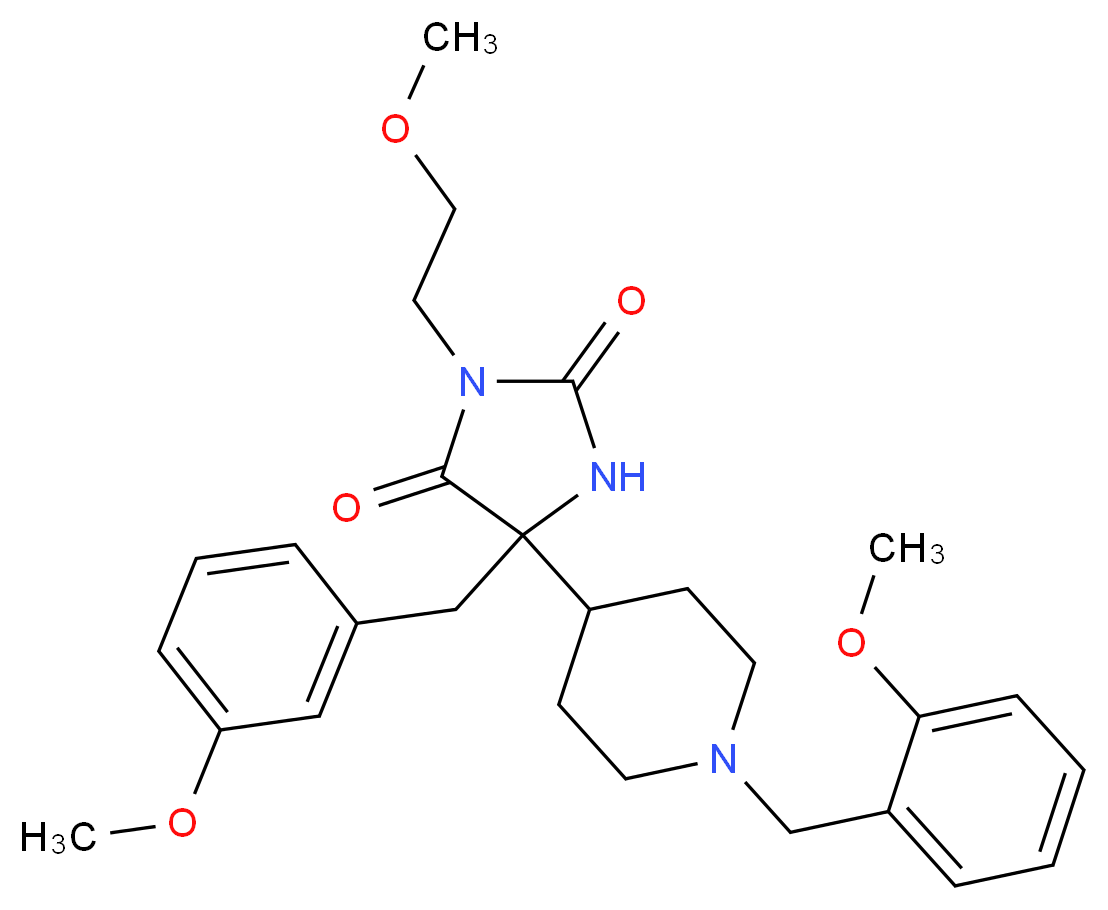 5-(3-methoxybenzyl)-5-[1-(2-methoxybenzyl)-4-piperidinyl]-3-(2-methoxyethyl)-2,4-imidazolidinedione_分子结构_CAS_)