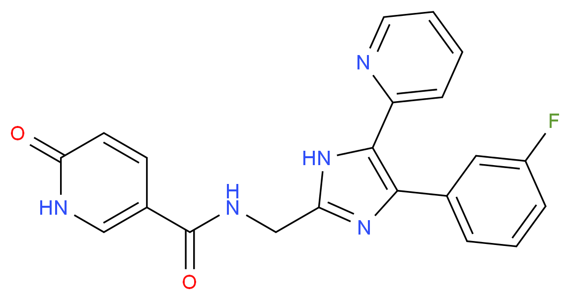 N-{[4-(3-fluorophenyl)-5-pyridin-2-yl-1H-imidazol-2-yl]methyl}-6-oxo-1,6-dihydropyridine-3-carboxamide_分子结构_CAS_)