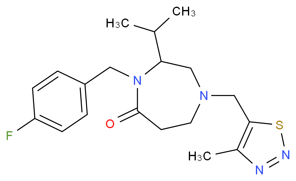 4-(4-fluorobenzyl)-3-isopropyl-1-[(4-methyl-1,2,3-thiadiazol-5-yl)methyl]-1,4-diazepan-5-one_分子结构_CAS_)