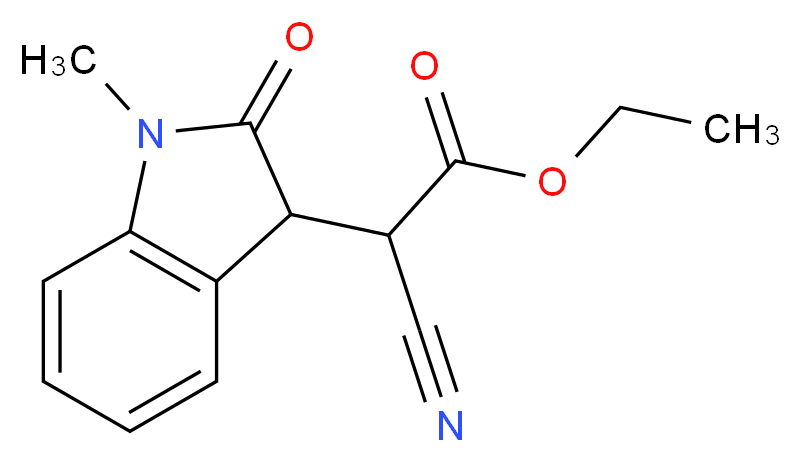 ethyl 2-cyano-2-(1-methyl-2-oxo-2,3-dihydro-1H-indol-3-yl)acetate_分子结构_CAS_)