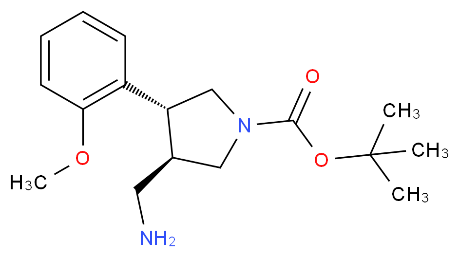 (3R,4R)-tert-butyl 3-(aminomethyl)-4-(2-methoxyphenyl)pyrrolidine-1-carboxylate_分子结构_CAS_)