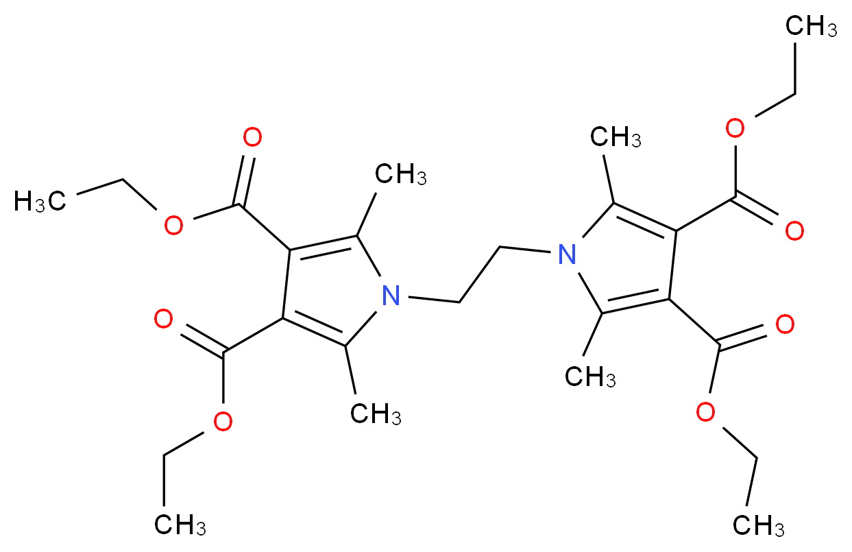 3,4-diethyl 1-{2-[3,4-bis(ethoxycarbonyl)-2,5-dimethyl-1H-pyrrol-1-yl]ethyl}-2,5-dimethyl-1H-pyrrole-3,4-dicarboxylate_分子结构_CAS_131970-78-0