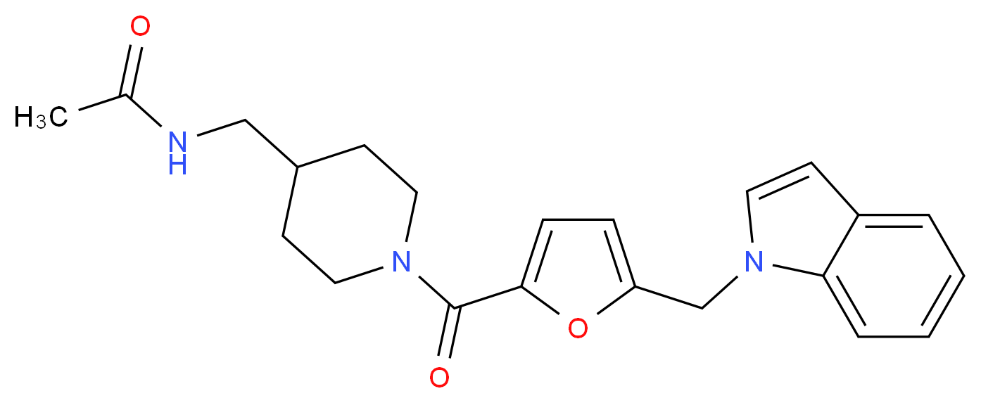 N-({1-[5-(1H-indol-1-ylmethyl)-2-furoyl]-4-piperidinyl}methyl)acetamide_分子结构_CAS_)