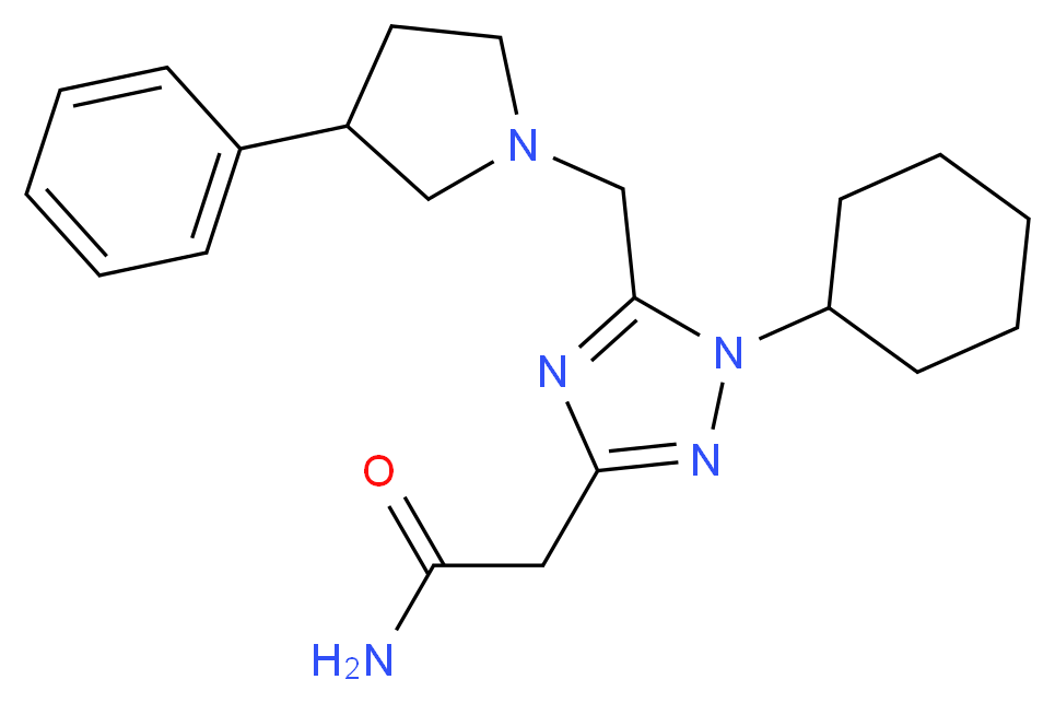 2-{1-cyclohexyl-5-[(3-phenylpyrrolidin-1-yl)methyl]-1H-1,2,4-triazol-3-yl}acetamide_分子结构_CAS_)