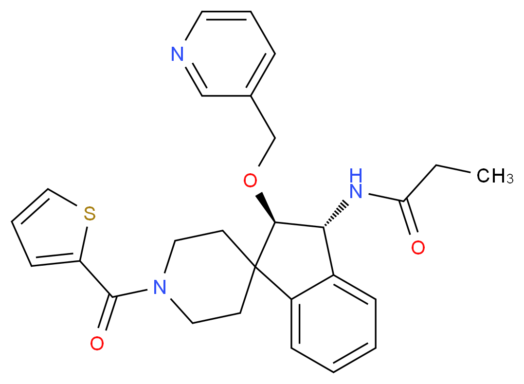 N-[(2R*,3R*)-2-(3-pyridinylmethoxy)-1'-(2-thienylcarbonyl)-2,3-dihydrospiro[indene-1,4'-piperidin]-3-yl]propanamide_分子结构_CAS_)