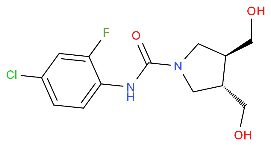 (3S*,4S*)-N-(4-chloro-2-fluorophenyl)-3,4-bis(hydroxymethyl)pyrrolidine-1-carboxamide_分子结构_CAS_)
