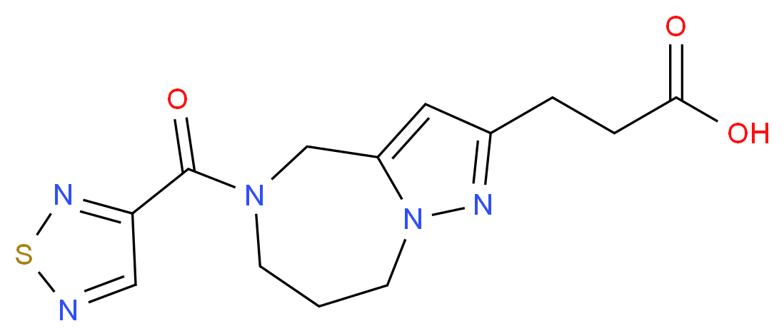 3-[5-(1,2,5-thiadiazol-3-ylcarbonyl)-5,6,7,8-tetrahydro-4H-pyrazolo[1,5-a][1,4]diazepin-2-yl]propanoic acid_分子结构_CAS_)