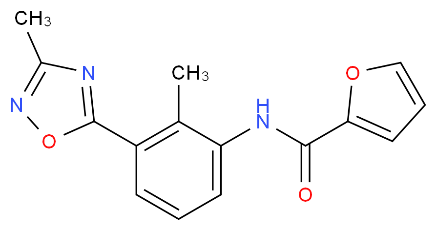 N-[2-methyl-3-(3-methyl-1,2,4-oxadiazol-5-yl)phenyl]-2-furamide_分子结构_CAS_)
