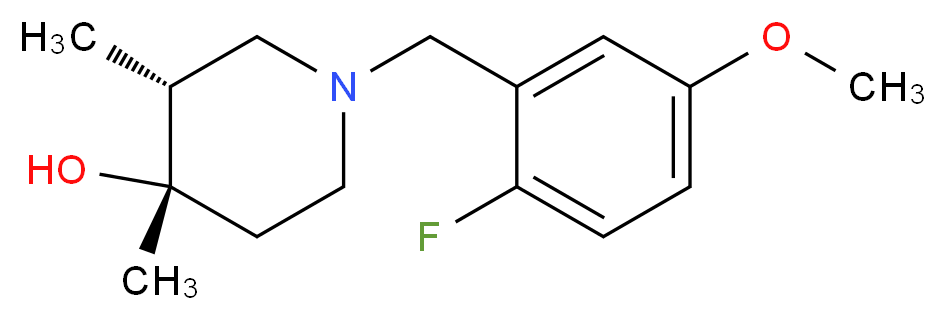 (3R*,4S*)-1-(2-fluoro-5-methoxybenzyl)-3,4-dimethylpiperidin-4-ol_分子结构_CAS_)