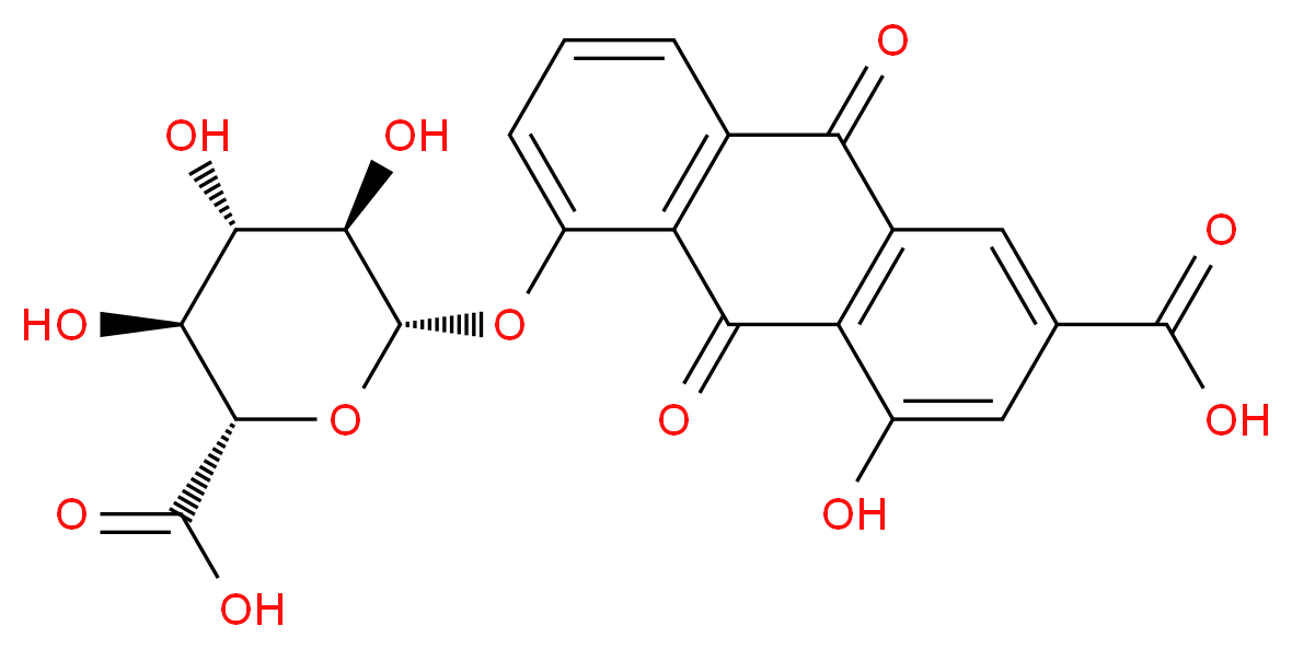 (2S,3S,4S,5R,6S)-6-[(6-carboxy-8-hydroxy-9,10-dioxo-9,10-dihydroanthracen-1-yl)oxy]-3,4,5-trihydroxyoxane-2-carboxylic acid_分子结构_CAS_70793-10-1