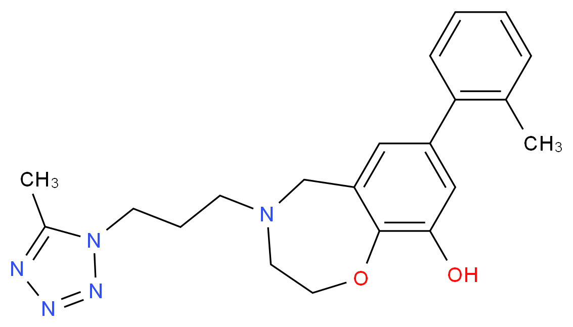 7-(2-methylphenyl)-4-[3-(5-methyl-1H-tetrazol-1-yl)propyl]-2,3,4,5-tetrahydro-1,4-benzoxazepin-9-ol_分子结构_CAS_)