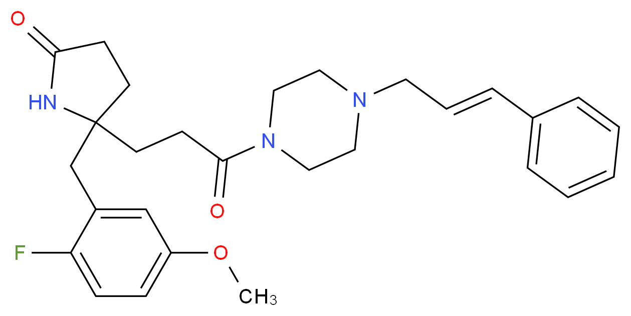 5-(2-fluoro-5-methoxybenzyl)-5-(3-oxo-3-{4-[(2E)-3-phenyl-2-propen-1-yl]-1-piperazinyl}propyl)-2-pyrrolidinone_分子结构_CAS_)