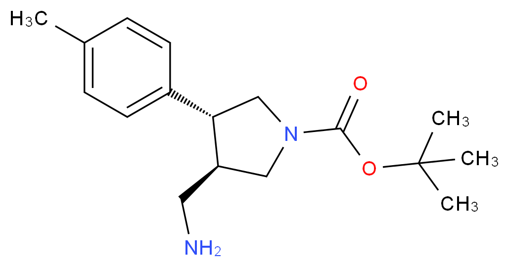 tert-butyl (3R,4R)-3-(aminomethyl)-4-(4-methylphenyl)pyrrolidine-1-carboxylate_分子结构_CAS_1260595-14-9