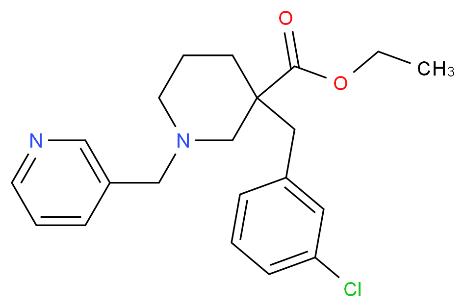 ethyl 3-(3-chlorobenzyl)-1-(3-pyridinylmethyl)-3-piperidinecarboxylate_分子结构_CAS_)