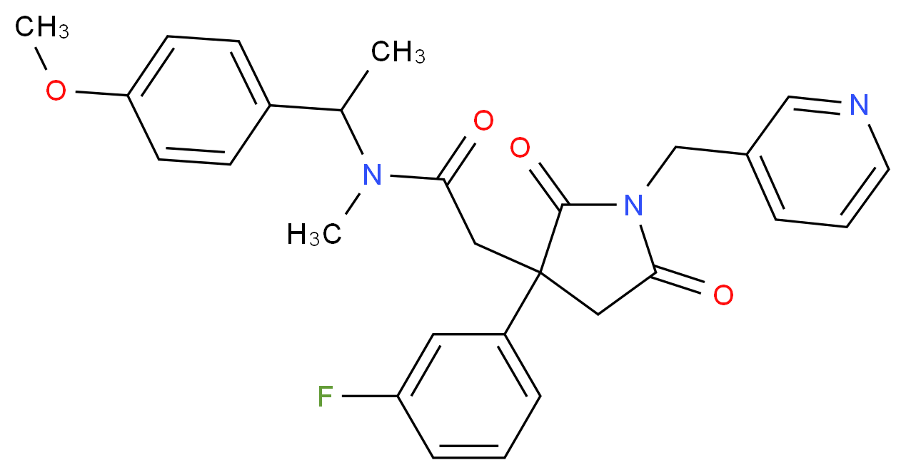 2-[3-(3-fluorophenyl)-2,5-dioxo-1-(3-pyridinylmethyl)-3-pyrrolidinyl]-N-[1-(4-methoxyphenyl)ethyl]-N-methylacetamide_分子结构_CAS_)