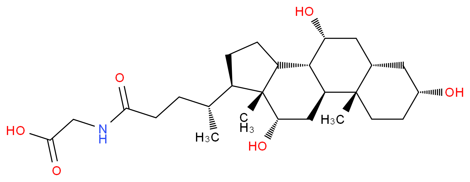 2-[(4R)-4-[(1S,2S,5R,7S,9R,10R,14R,15R,16S)-5,9,16-trihydroxy-2,15-dimethyltetracyclo[8.7.0.0<sup>2</sup>,<sup>7</sup>.0<sup>1</sup><sup>1</sup>,<sup>1</sup><sup>5</sup>]heptadecan-14-yl]pentanamido]acetic acid_分子结构_CAS_475-31-0