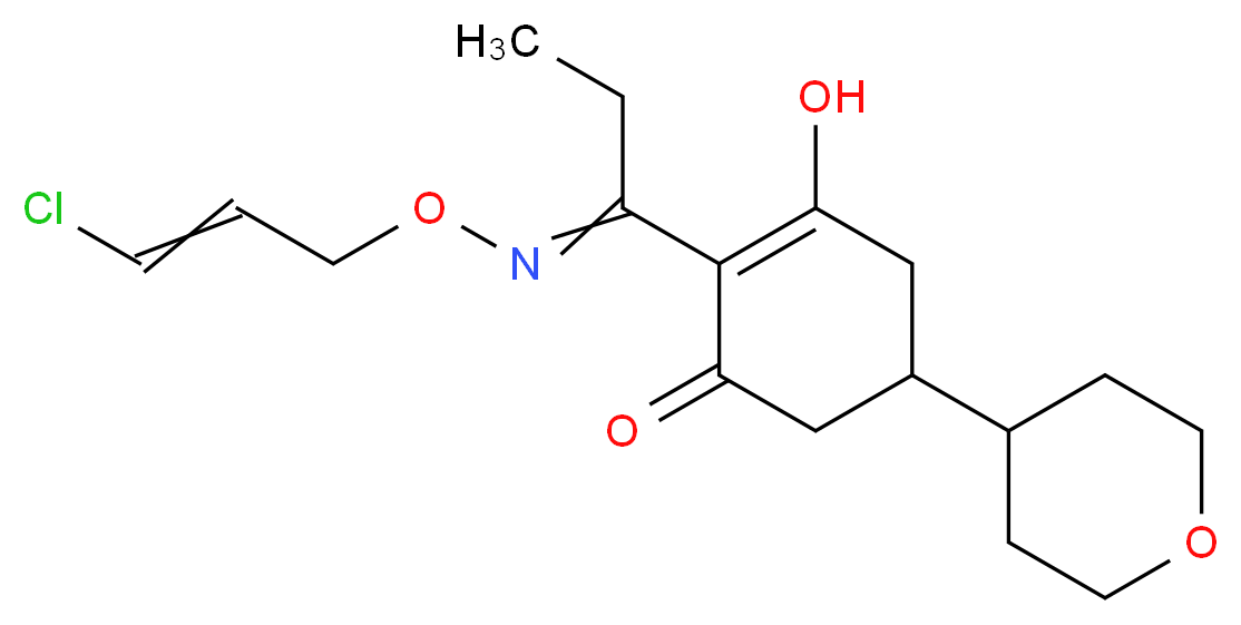 2-(1-{[(3-chloroprop-2-en-1-yl)oxy]imino}propyl)-3-hydroxy-5-(oxan-4-yl)cyclohex-2-en-1-one_分子结构_CAS_149979-41-9