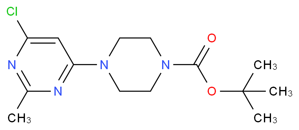 tert-Butyl 4-(6-chloro-2-methyl-4-pyrimidinyl)-tetrahydro-1(2H)-pyrazinecarboxylate_分子结构_CAS_)