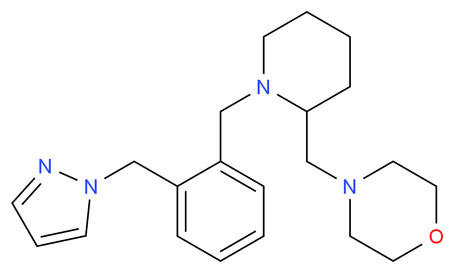 4-({1-[2-(1H-pyrazol-1-ylmethyl)benzyl]-2-piperidinyl}methyl)morpholine_分子结构_CAS_)