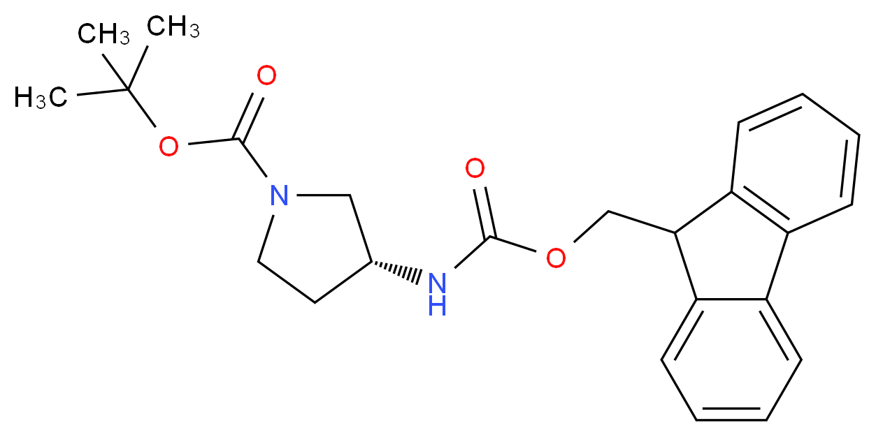 tert-butyl (3R)-3-{[(9H-fluoren-9-ylmethoxy)carbonyl]amino}pyrrolidine-1-carboxylate_分子结构_CAS_352530-40-6