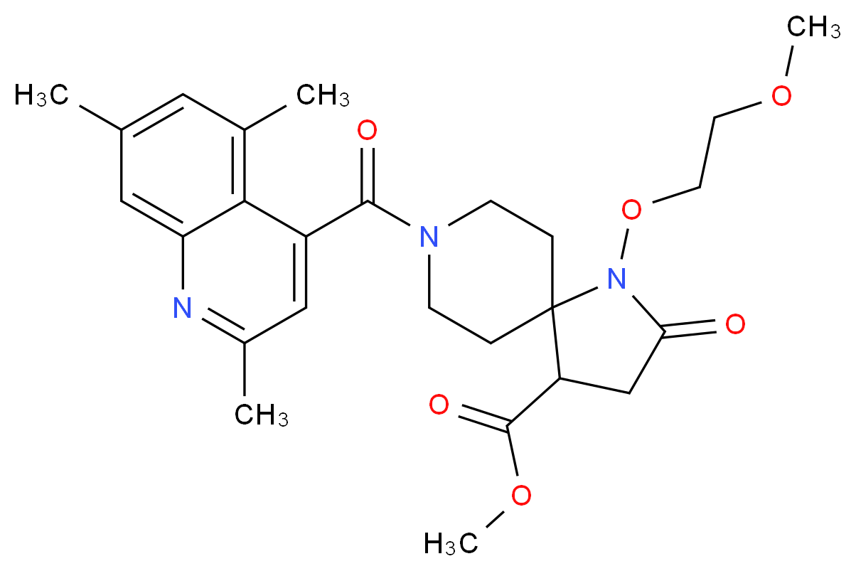 methyl 1-(2-methoxyethoxy)-2-oxo-8-[(2,5,7-trimethyl-4-quinolinyl)carbonyl]-1,8-diazaspiro[4.5]decane-4-carboxylate_分子结构_CAS_)