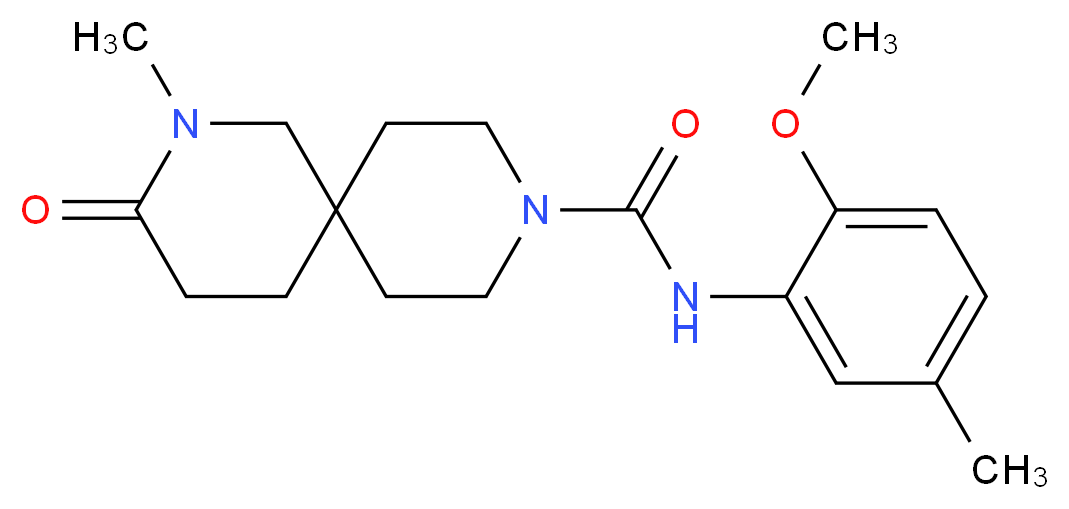 N-(2-methoxy-5-methylphenyl)-2-methyl-3-oxo-2,9-diazaspiro[5.5]undecane-9-carboxamide_分子结构_CAS_)