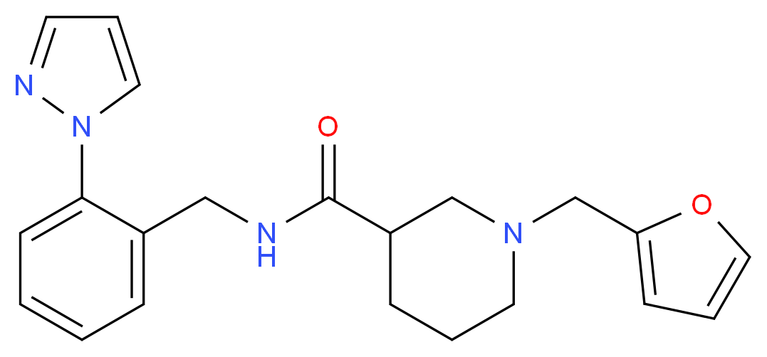 1-(2-furylmethyl)-N-[2-(1H-pyrazol-1-yl)benzyl]-3-piperidinecarboxamide_分子结构_CAS_)
