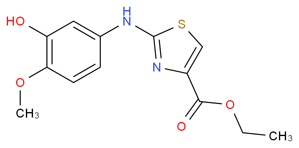 ethyl 2-[(3-hydroxy-4-methoxyphenyl)amino]-1,3-thiazole-4-carboxylate_分子结构_CAS_933045-67-1