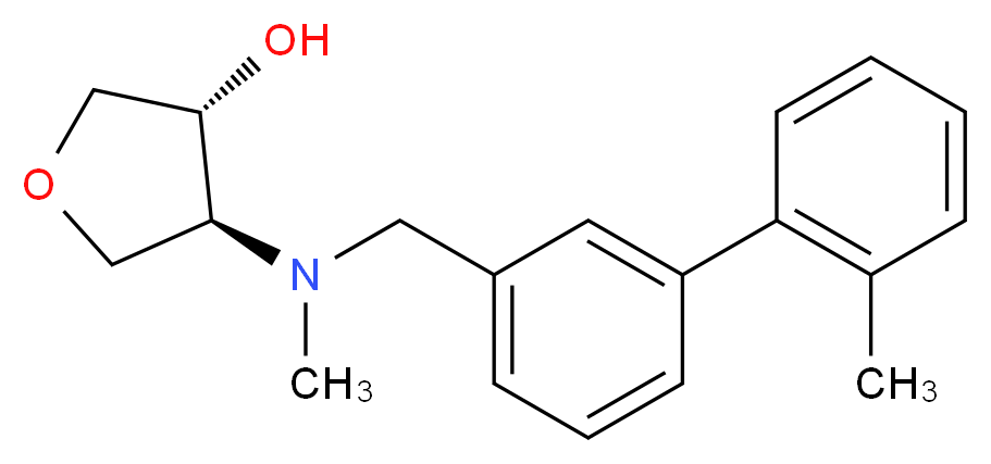 (3R*,4S*)-4-{methyl[(2'-methylbiphenyl-3-yl)methyl]amino}tetrahydrofuran-3-ol_分子结构_CAS_)