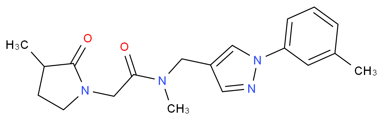 N-methyl-2-(3-methyl-2-oxopyrrolidin-1-yl)-N-{[1-(3-methylphenyl)-1H-pyrazol-4-yl]methyl}acetamide_分子结构_CAS_)