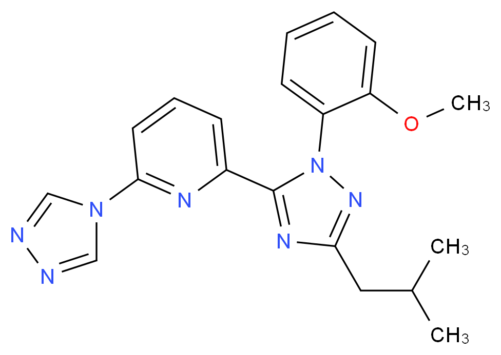 2-[3-isobutyl-1-(2-methoxyphenyl)-1H-1,2,4-triazol-5-yl]-6-(4H-1,2,4-triazol-4-yl)pyridine_分子结构_CAS_)