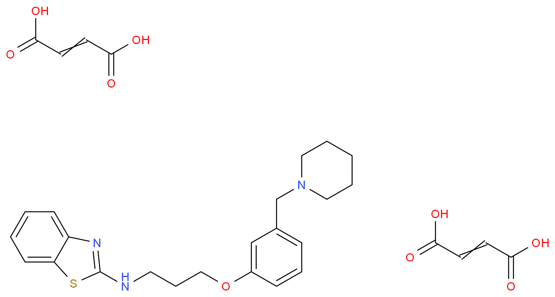 N-{3-[3-(piperidin-1-ylmethyl)phenoxy]propyl}-1,3-benzothiazol-2-amine; bis(but-2-enedioic acid)_分子结构_CAS_104076-39-3