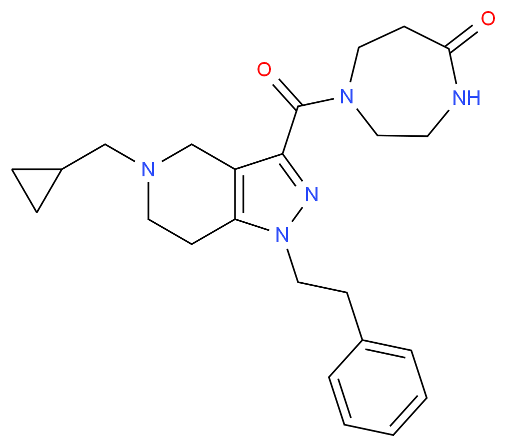 1-{[5-(cyclopropylmethyl)-1-(2-phenylethyl)-4,5,6,7-tetrahydro-1H-pyrazolo[4,3-c]pyridin-3-yl]carbonyl}-1,4-diazepan-5-one_分子结构_CAS_)