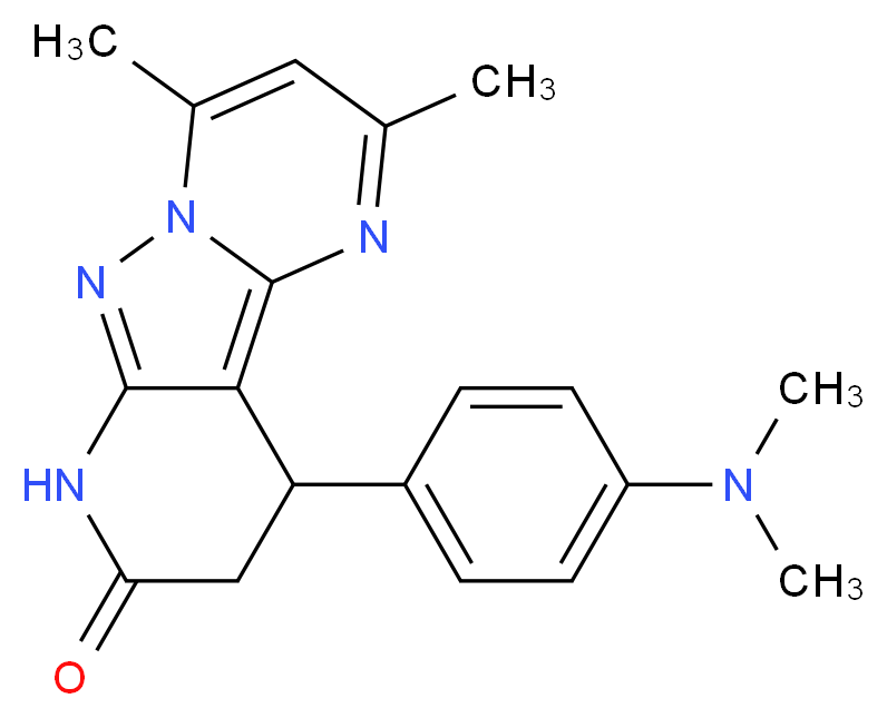 10-[4-(dimethylamino)phenyl]-2,4-dimethyl-9,10-dihydropyrido[2',3':3,4]pyrazolo[1,5-a]pyrimidin-8(7H)-one_分子结构_CAS_)