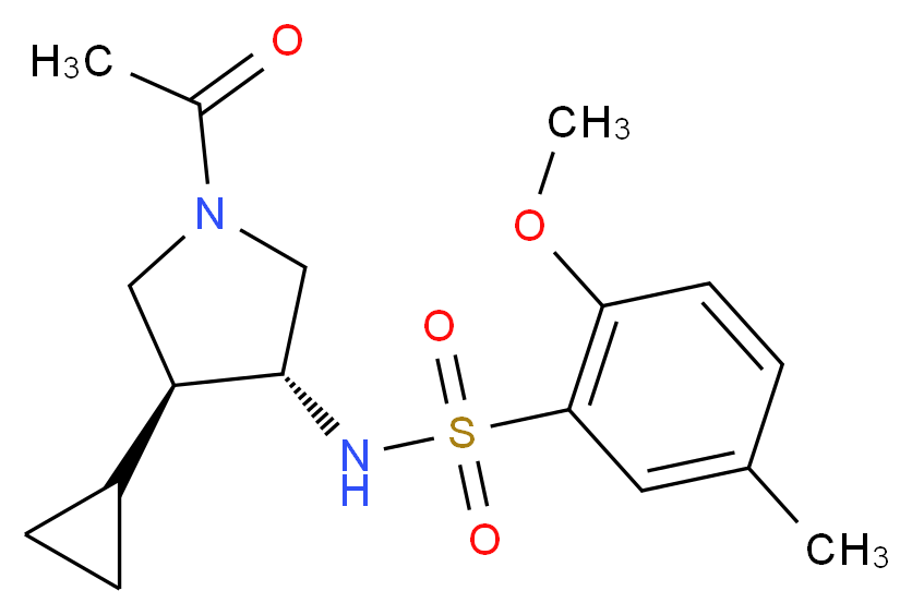 N-[(3R*,4S*)-1-acetyl-4-cyclopropyl-3-pyrrolidinyl]-2-methoxy-5-methylbenzenesulfonamide_分子结构_CAS_)
