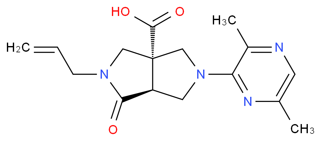 (3aS*,6aS*)-2-allyl-5-(3,6-dimethylpyrazin-2-yl)-1-oxohexahydropyrrolo[3,4-c]pyrrole-3a(1H)-carboxylic acid_分子结构_CAS_)