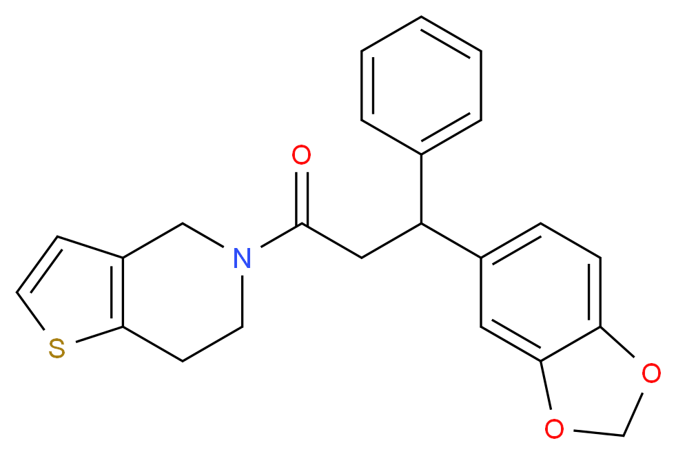 5-[3-(1,3-benzodioxol-5-yl)-3-phenylpropanoyl]-4,5,6,7-tetrahydrothieno[3,2-c]pyridine_分子结构_CAS_)