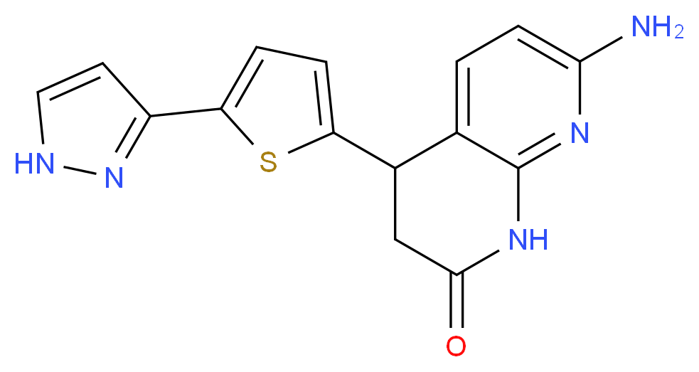 7-amino-4-[5-(1H-pyrazol-3-yl)-2-thienyl]-3,4-dihydro-1,8-naphthyridin-2(1H)-one_分子结构_CAS_)