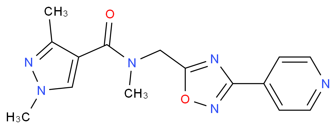 N,1,3-trimethyl-N-{[3-(4-pyridinyl)-1,2,4-oxadiazol-5-yl]methyl}-1H-pyrazole-4-carboxamide_分子结构_CAS_)