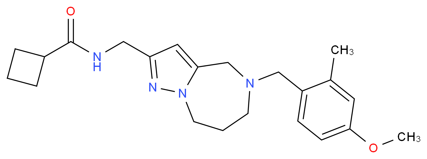 N-{[5-(4-methoxy-2-methylbenzyl)-5,6,7,8-tetrahydro-4H-pyrazolo[1,5-a][1,4]diazepin-2-yl]methyl}cyclobutanecarboxamide_分子结构_CAS_)