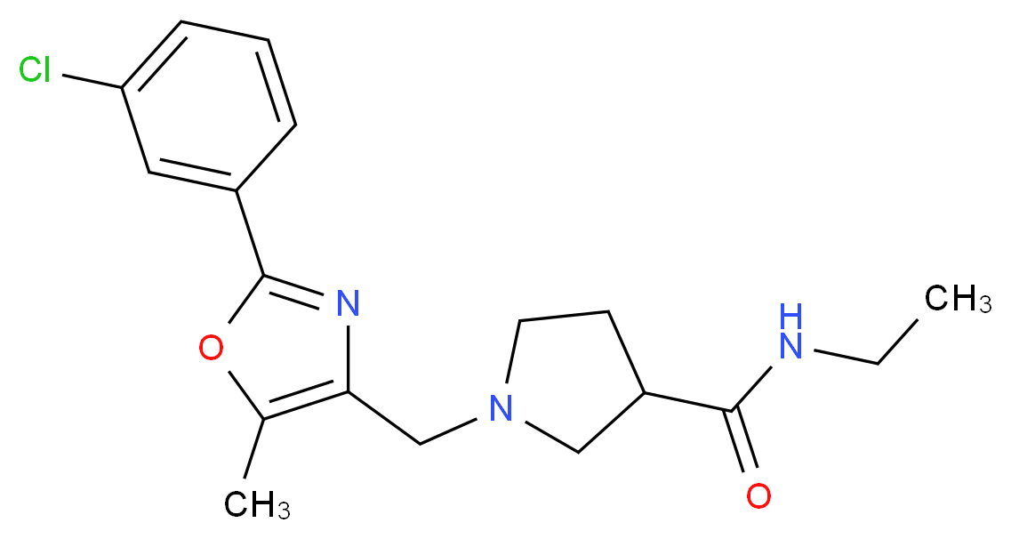 1-{[2-(3-chlorophenyl)-5-methyl-1,3-oxazol-4-yl]methyl}-N-ethylpyrrolidine-3-carboxamide_分子结构_CAS_)
