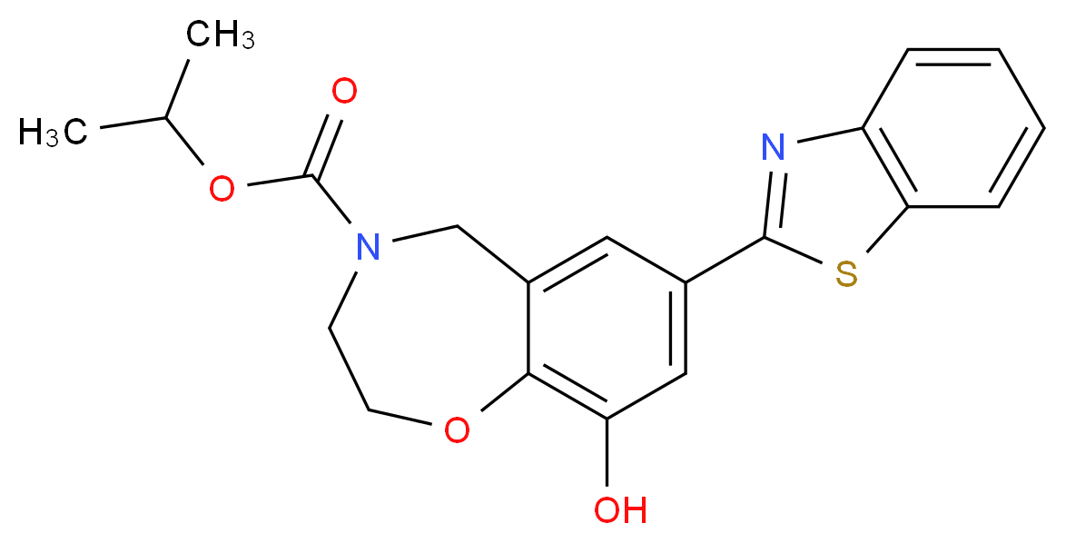 isopropyl 7-(1,3-benzothiazol-2-yl)-9-hydroxy-2,3-dihydro-1,4-benzoxazepine-4(5H)-carboxylate_分子结构_CAS_)