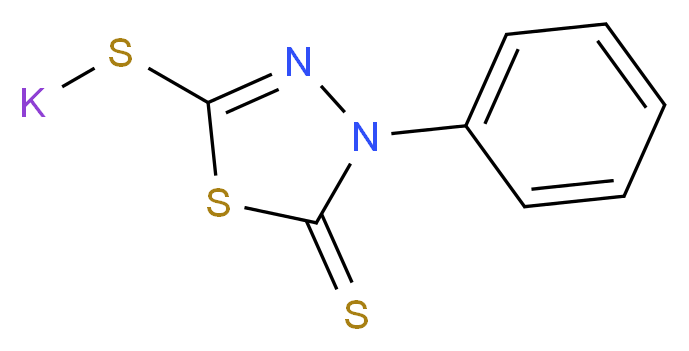 3-phenyl-5-(potassiosulfanyl)-2,3-dihydro-1,3,4-thiadiazole-2-thione_分子结构_CAS_6336-51-2